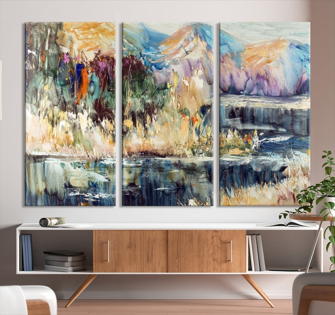 Acrylic Landscape Wall Art Mountain and Lake Scenery Canvas Print