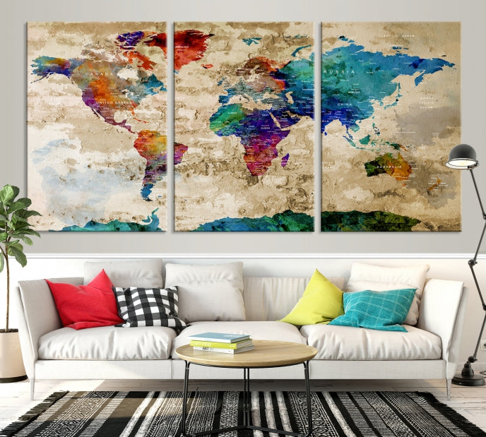 Add a Touch of Style & Function to Your Decoration with Our World Map Wall Art Canvas Print