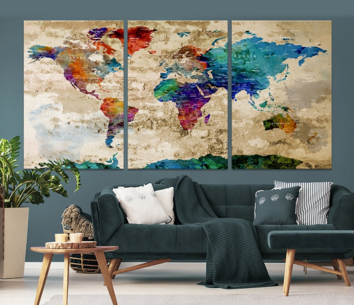 Add a Touch of Style & Function to Your Decoration with Our World Map Wall Art Canvas Print