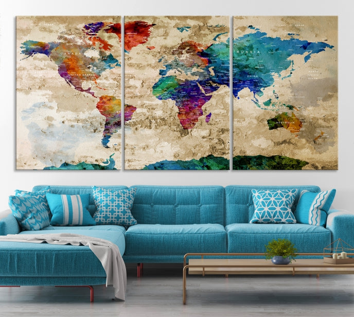 Add a Touch of Style & Function to Your Decoration with Our World Map Wall Art Canvas Print