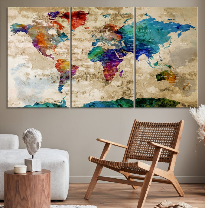 Add a Touch of Style & Function to Your Decoration with Our World Map Wall Art Canvas Print