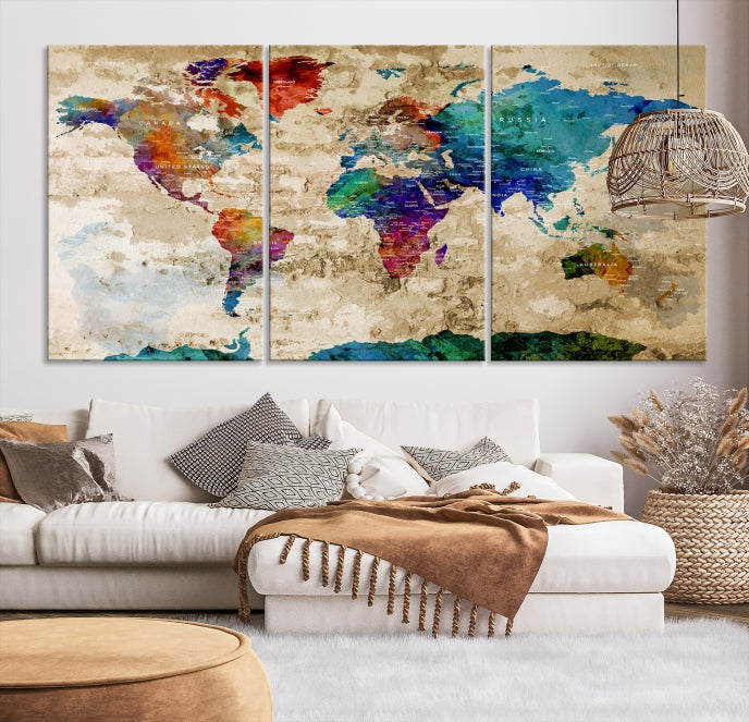 Add a Touch of Style & Function to Your Decoration with Our World Map Wall Art Canvas Print