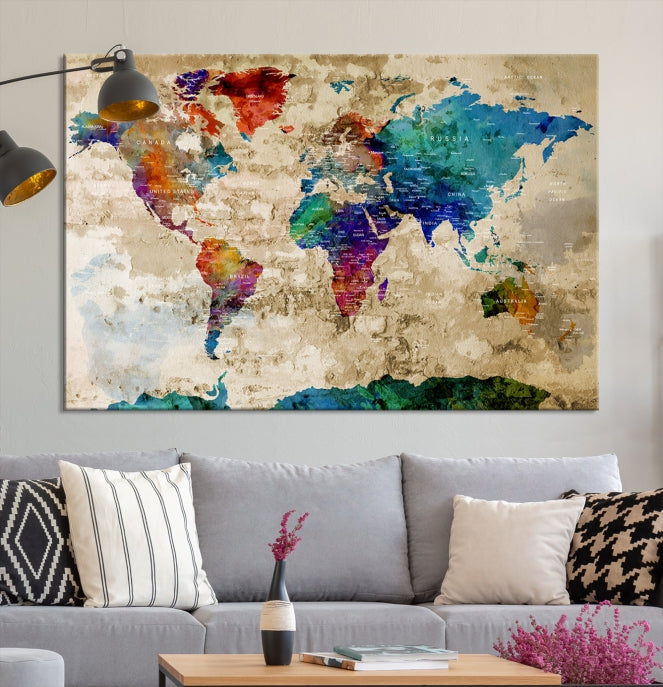 Add a Touch of Style & Function to Your Decoration with Our World Map Wall Art Canvas Print