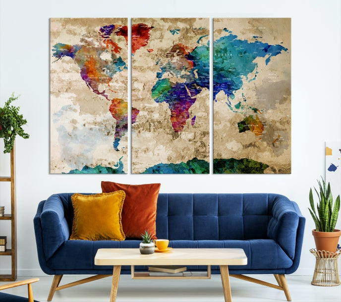 Add a Touch of Style & Function to Your Decoration with Our World Map Wall Art Canvas Print