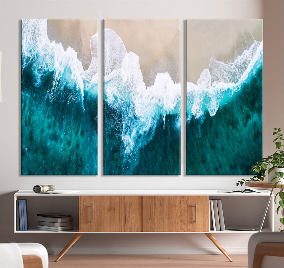 Aerial Beach Photograph Original Canvas Wall Art Beach Ocean Art Canvas Print