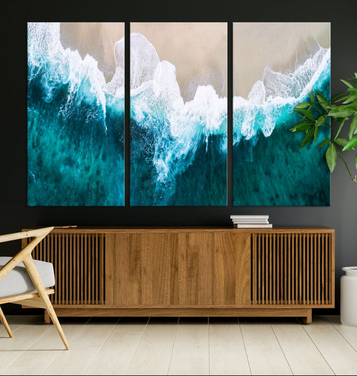 Aerial Beach Photograph Original Canvas Wall Art Beach Ocean Art Canvas Print