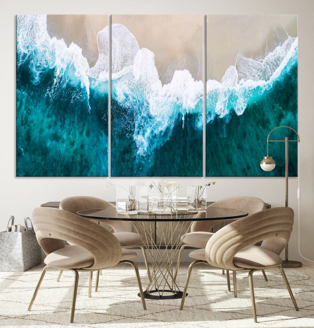 Aerial Beach Photograph Original Canvas Wall Art Beach Ocean Art Canvas Print