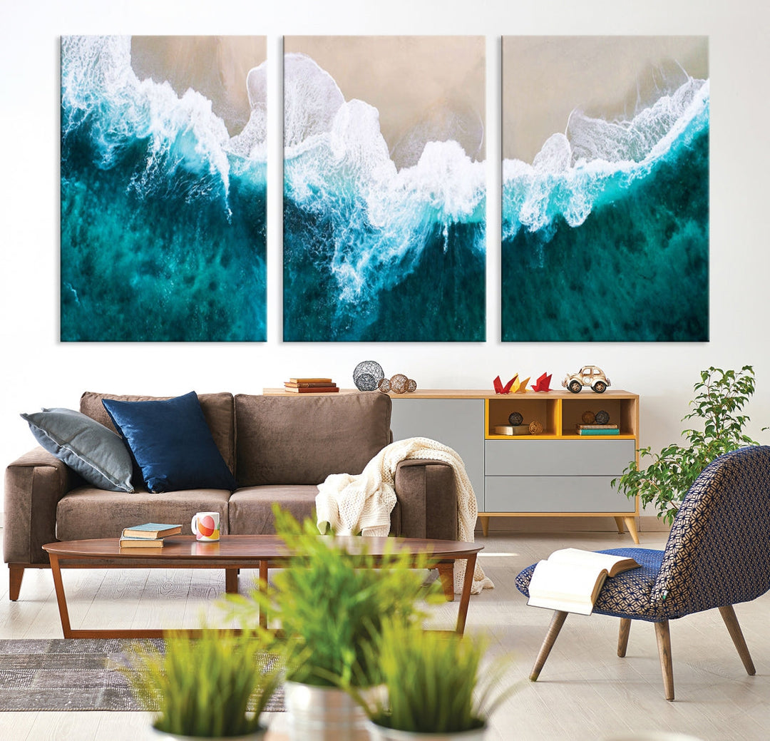 Aerial Beach Photograph Original Canvas Wall Art Beach Ocean Art Canvas Print