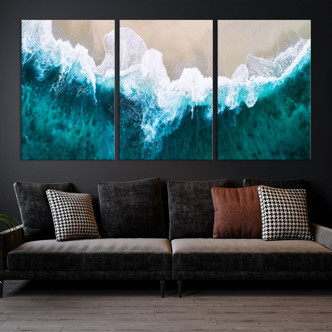 Aerial Beach Photograph Original Canvas Wall Art Beach Ocean Art Canvas Print