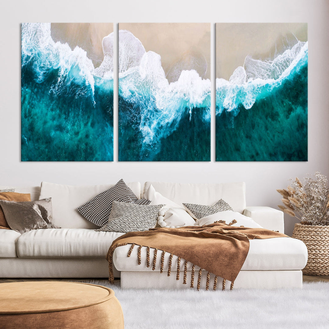 Aerial Beach Photograph Original Canvas Wall Art Beach Ocean Art Canvas Print