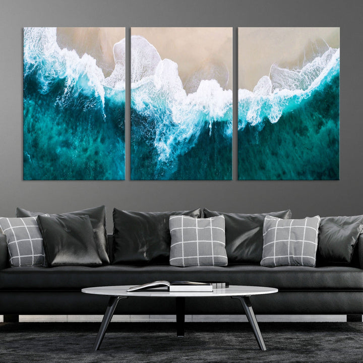 Aerial Beach Photograph Original Canvas Wall Art Beach Ocean Art Canvas Print