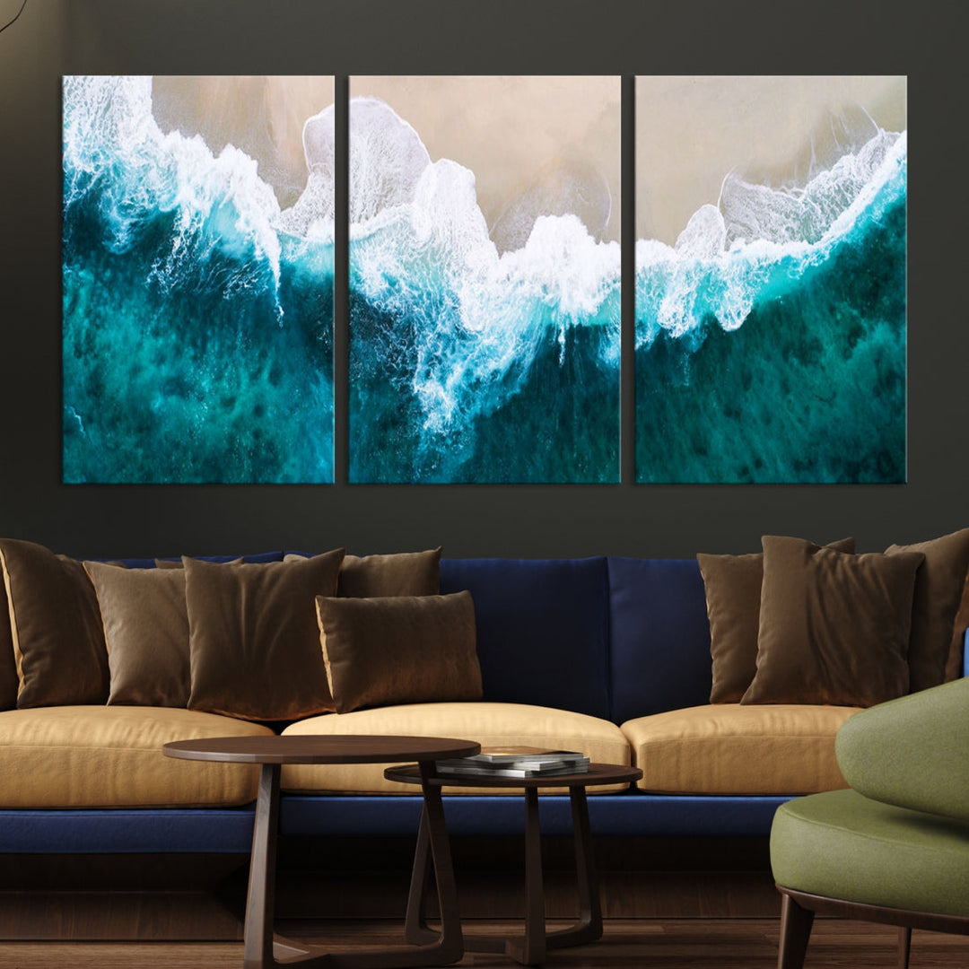 Aerial Beach Photograph Original Canvas Wall Art Beach Ocean Art Canvas Print