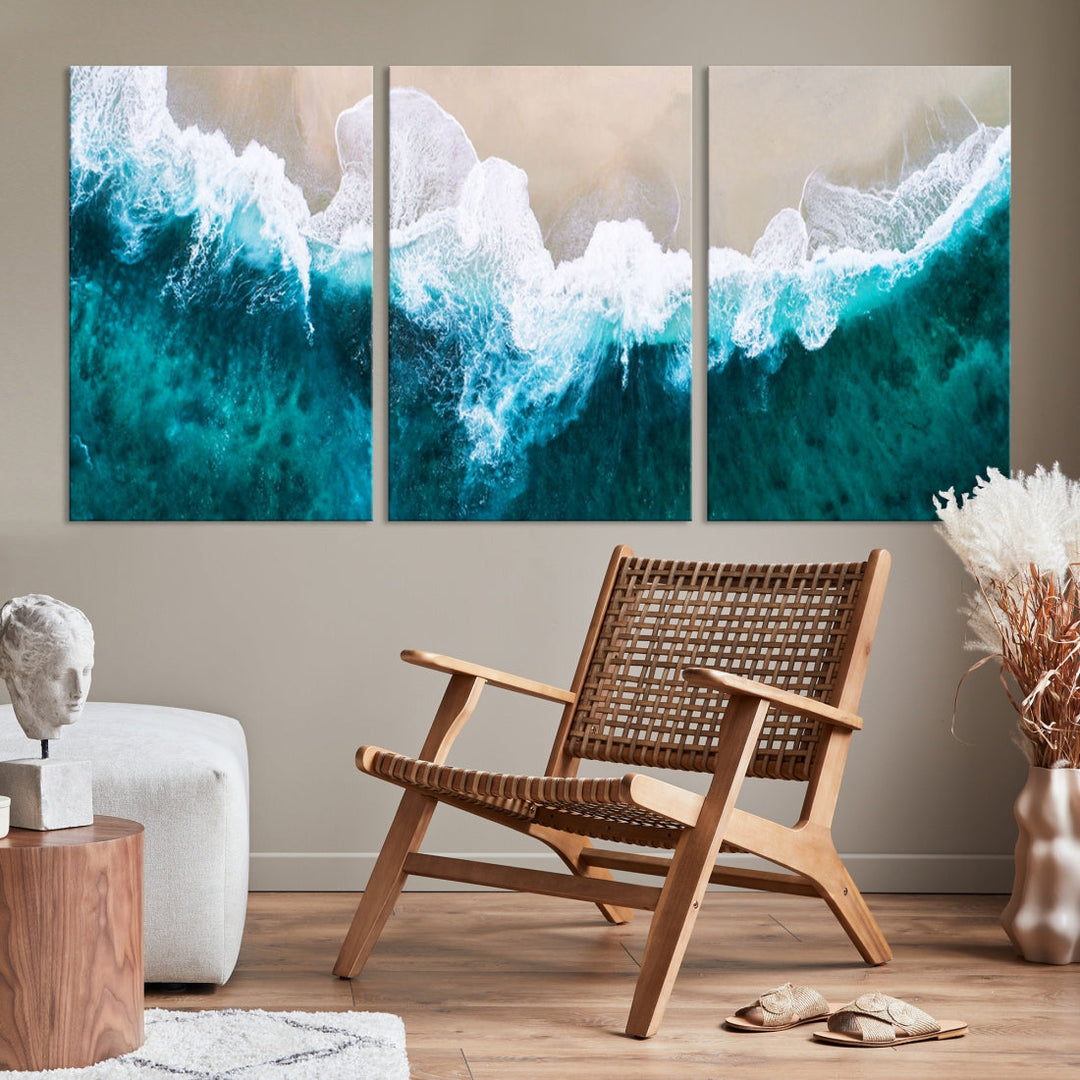 Aerial Beach Photograph Original Canvas Wall Art Beach Ocean Art Canvas Print