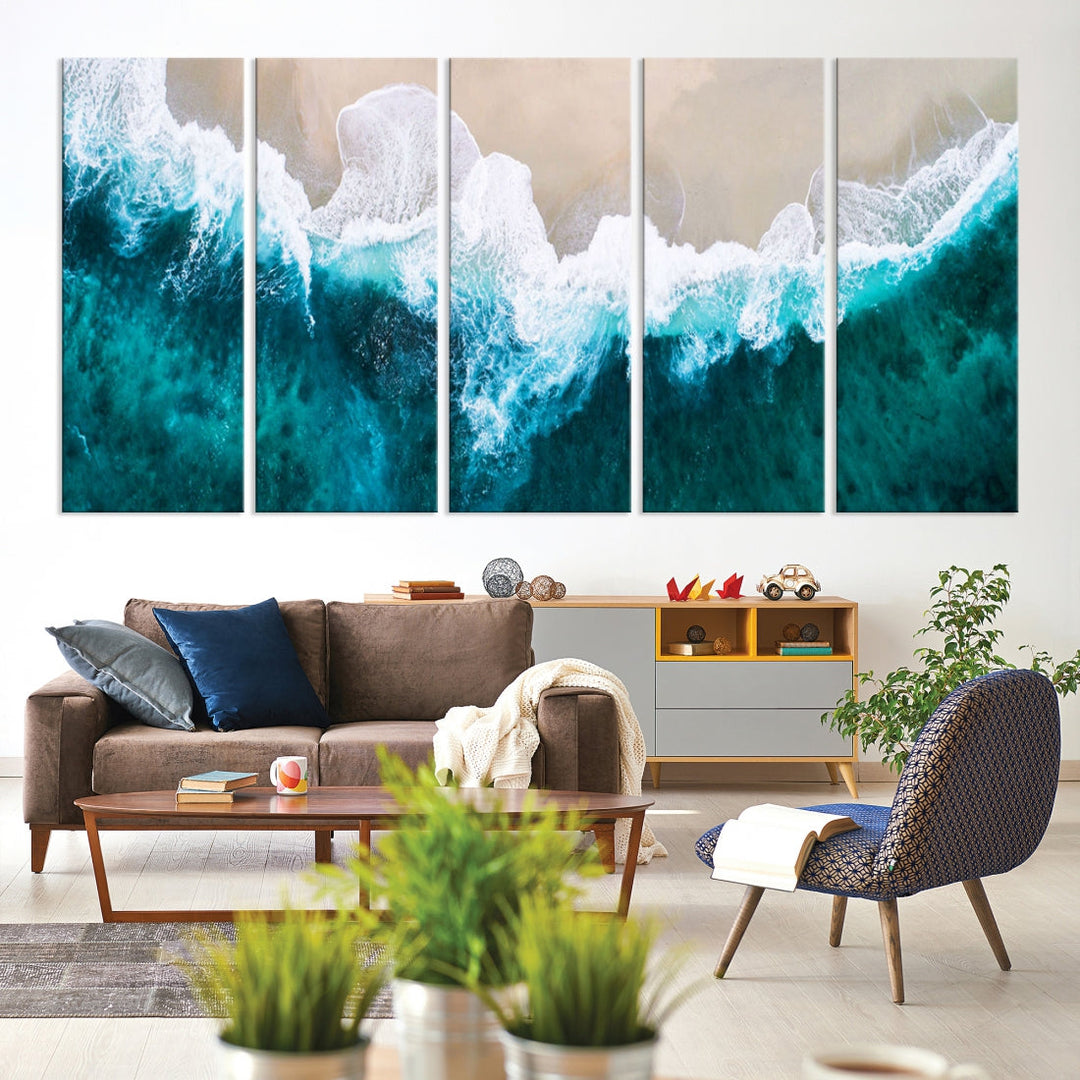 Aerial Beach Photograph Original Canvas Wall Art Beach Ocean Art Canvas Print