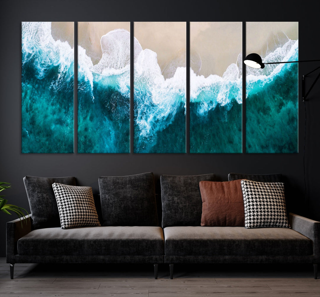 Aerial Beach Photograph Original Canvas Wall Art Beach Ocean Art Canvas Print