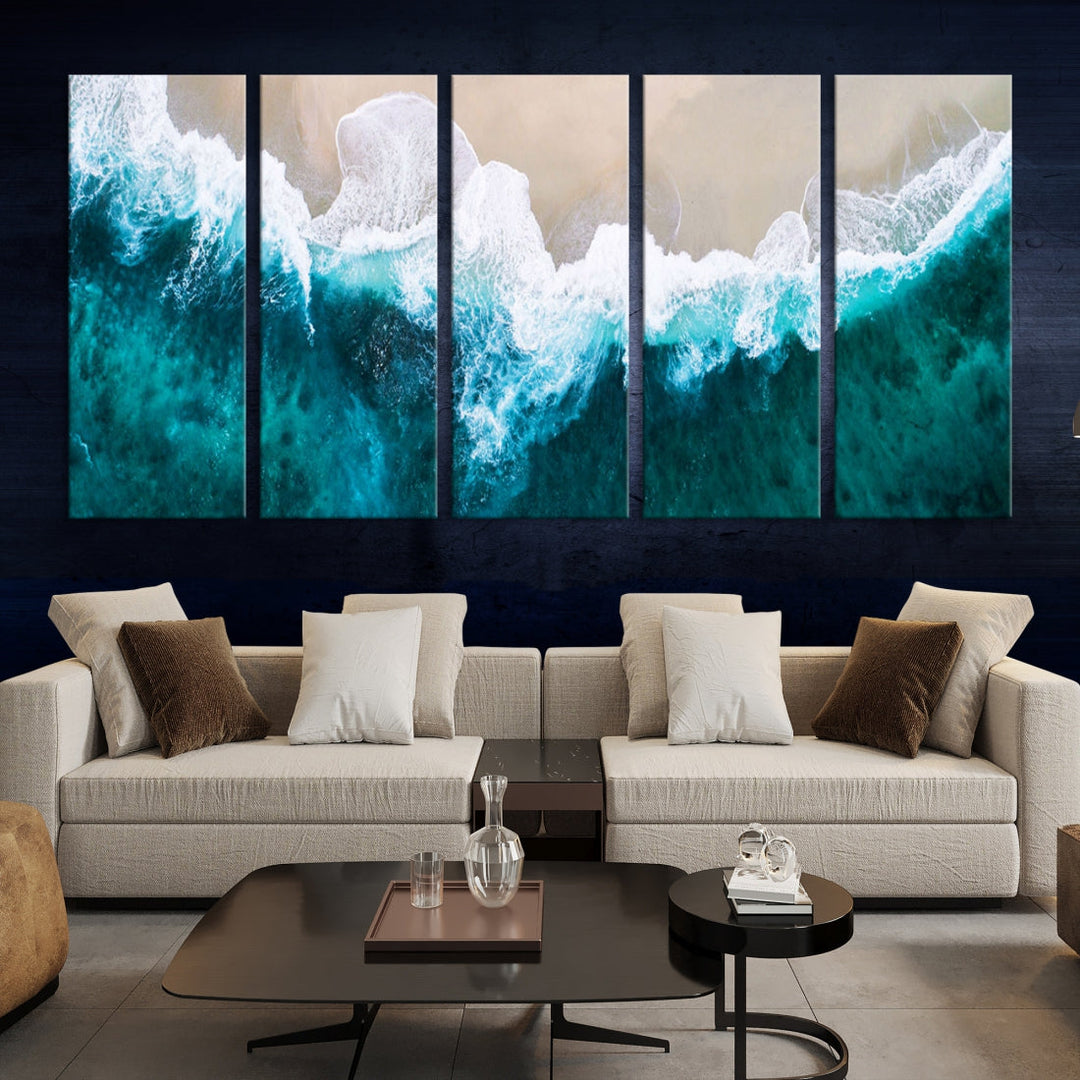 Aerial Beach Photograph Original Canvas Wall Art Beach Ocean Art Canvas Print