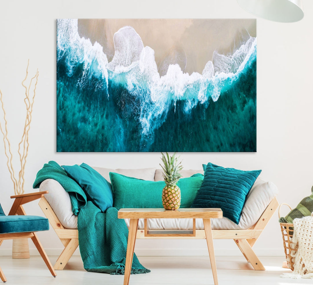 Aerial Beach Photograph Original Canvas Wall Art Beach Ocean Art Canvas Print