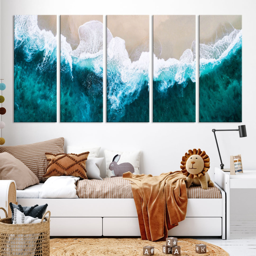 Aerial Beach Photograph Original Canvas Wall Art Beach Ocean Art Canvas Print