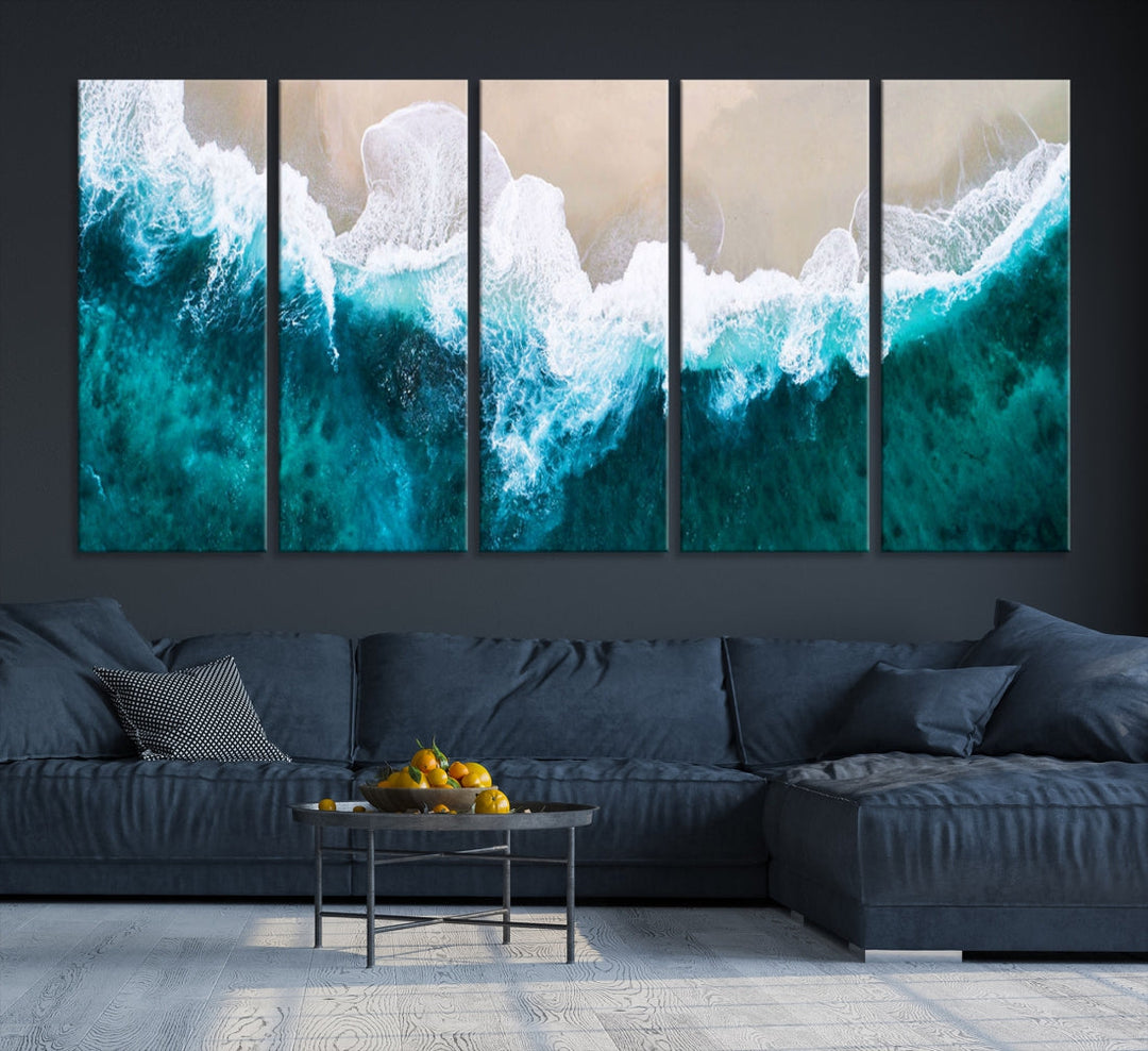 Aerial Beach Photograph Original Canvas Wall Art Beach Ocean Art Canvas Print