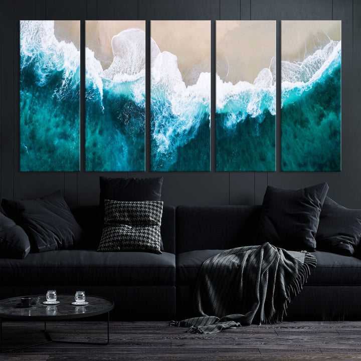 Aerial Beach Photograph Original Canvas Wall Art Beach Ocean Art Canvas Print