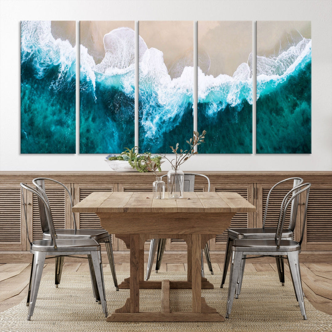 Aerial Beach Photograph Original Canvas Wall Art Beach Ocean Art Canvas Print