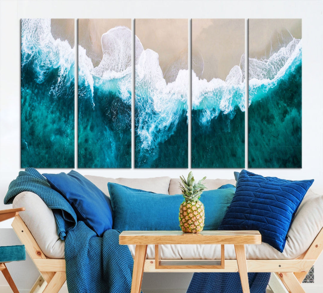 Aerial Beach Photograph Original Canvas Wall Art Beach Ocean Art Canvas Print