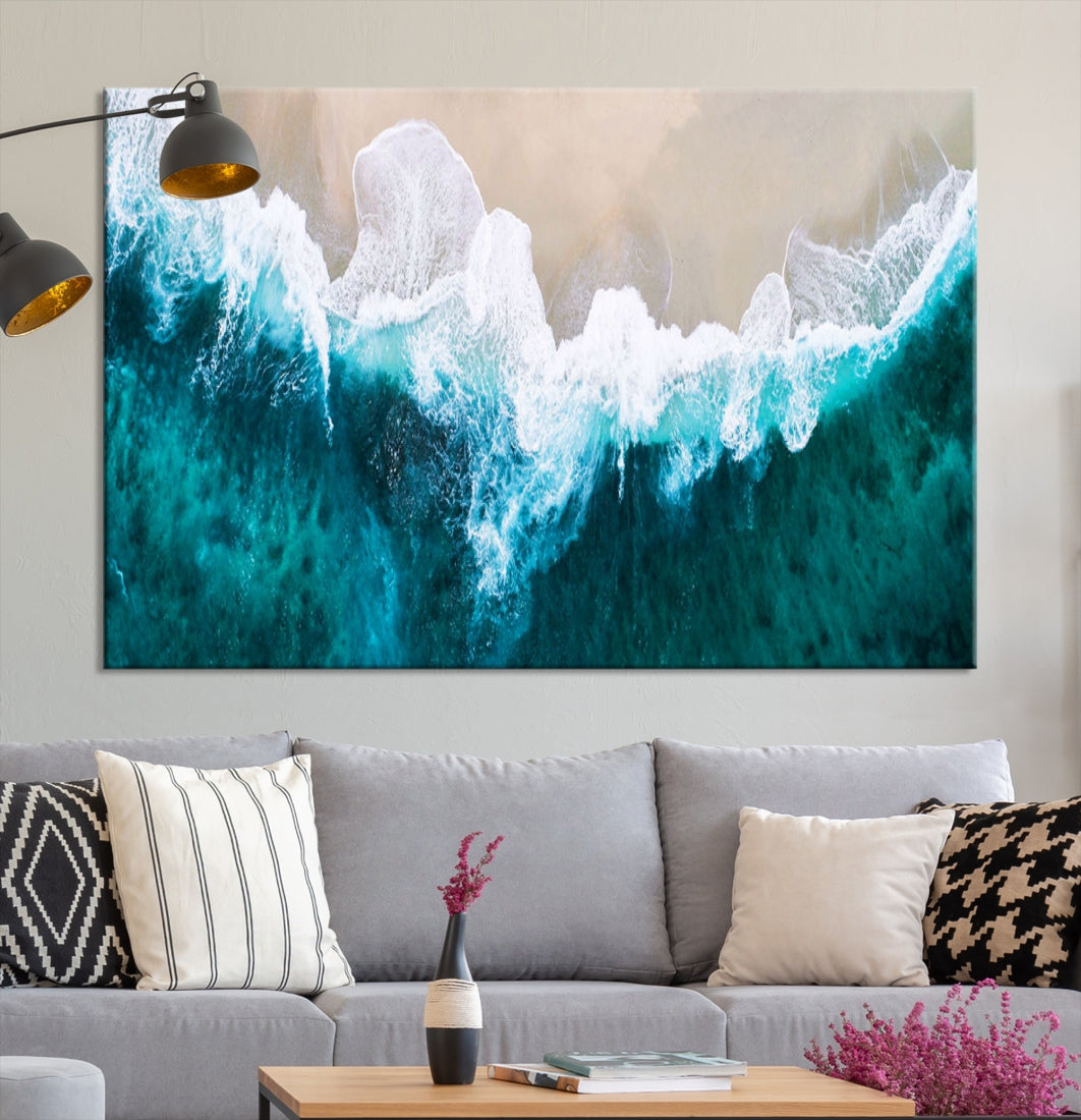 Aerial Beach Photograph Original Canvas Wall Art Beach Ocean Art Canvas Print