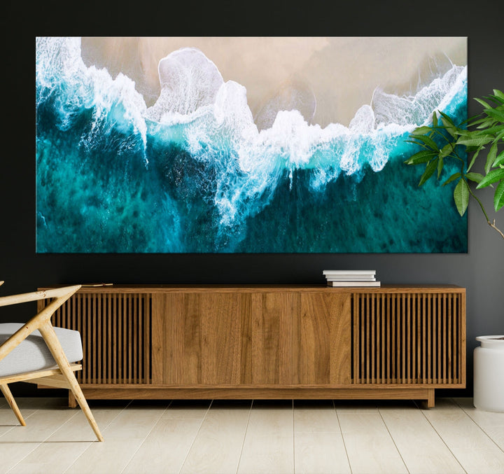 Aerial Beach Photograph Original Canvas Wall Art Beach Ocean Art Canvas Print