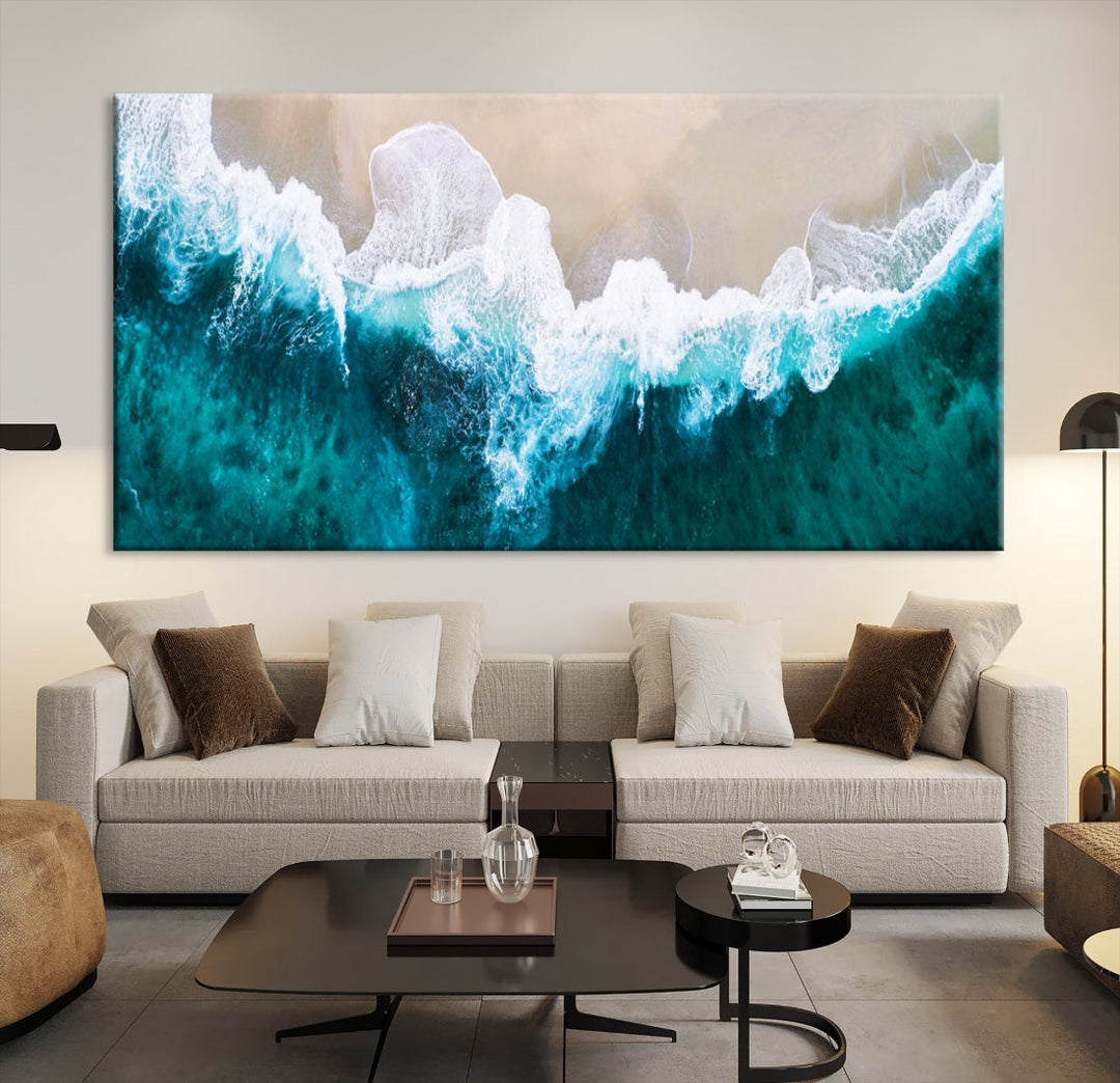 Aerial Beach Photograph Original Canvas Wall Art Beach Ocean Art Canvas Print