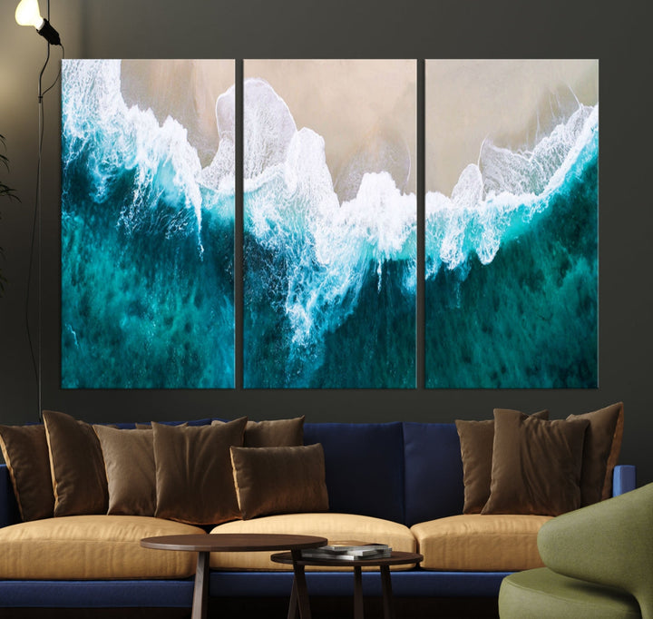 Aerial Beach Photograph Original Canvas Wall Art Beach Ocean Art Canvas Print