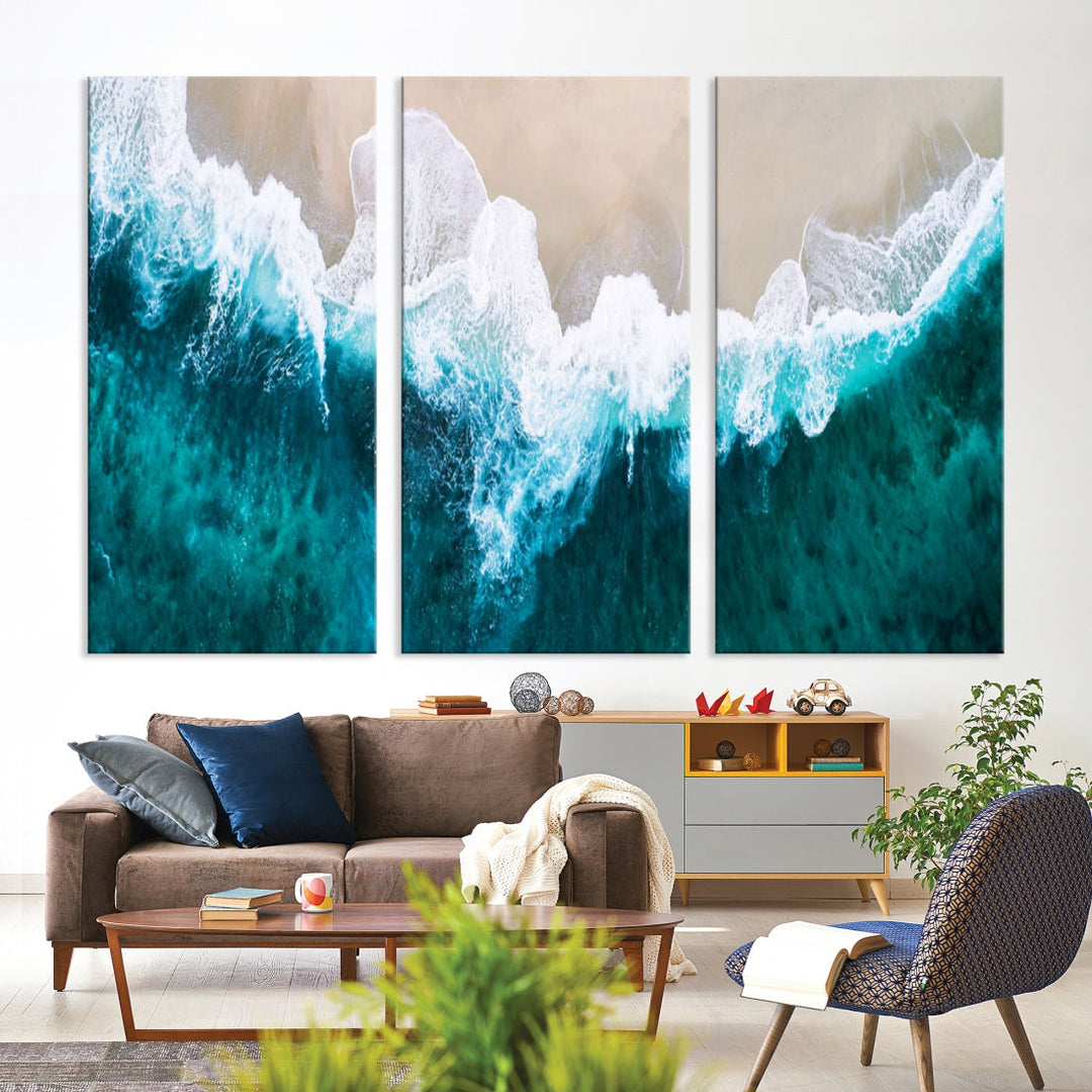 Aerial Beach Photograph Original Canvas Wall Art Beach Ocean Art Canvas Print