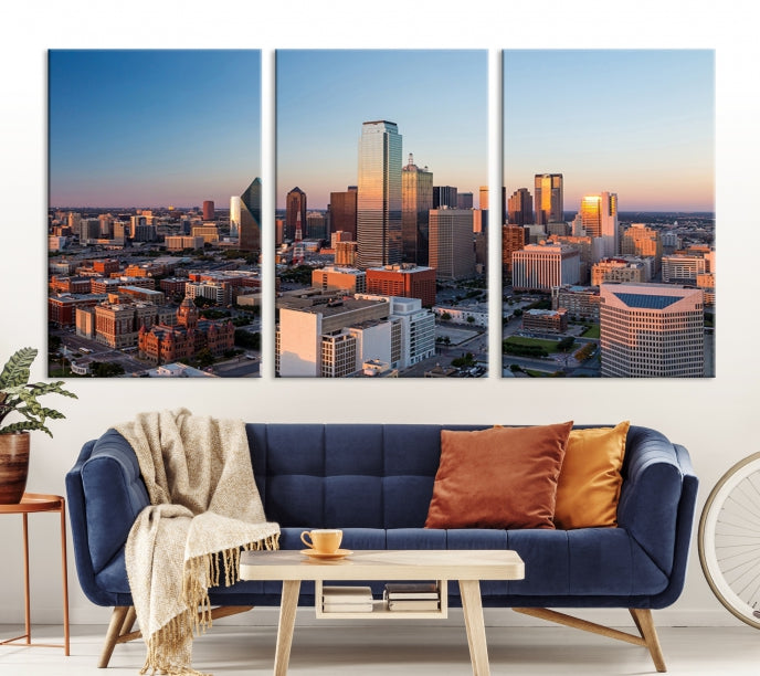 Aerial Picture of Dallas Skyline Cityscape Large Wall Art Canvas Print