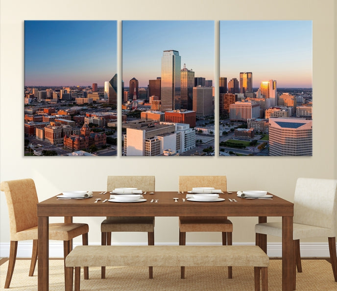 Aerial Picture of Dallas Skyline Cityscape Large Wall Art Canvas Print