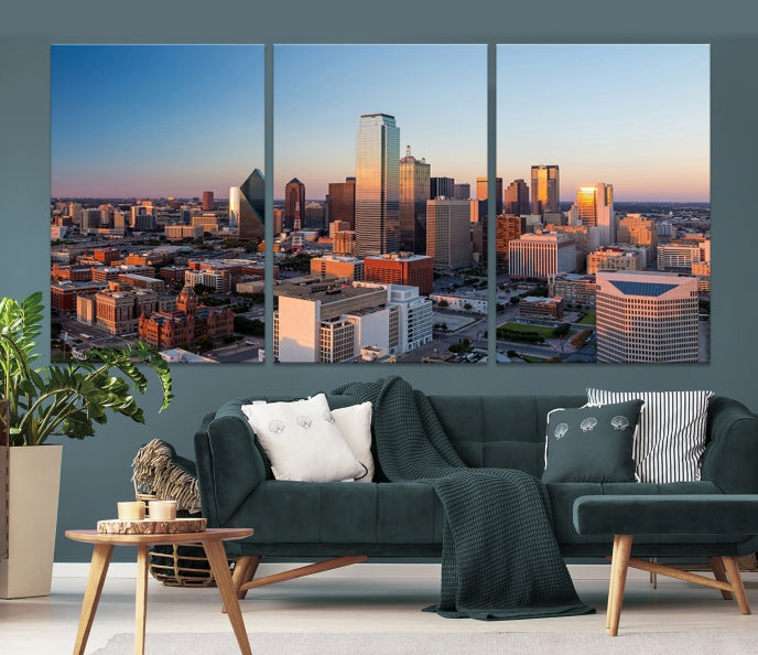 Aerial Picture of Dallas Skyline Cityscape Large Wall Art Canvas Print