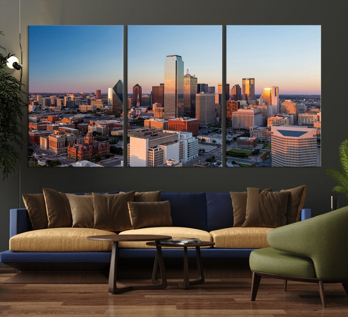 Aerial Picture of Dallas Skyline Cityscape Large Wall Art Canvas Print