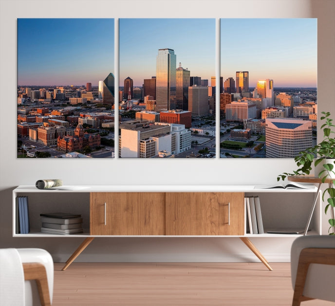 Aerial Picture of Dallas Skyline Cityscape Large Wall Art Canvas Print