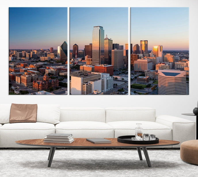 Aerial Picture of Dallas Skyline Cityscape Large Wall Art Canvas Print