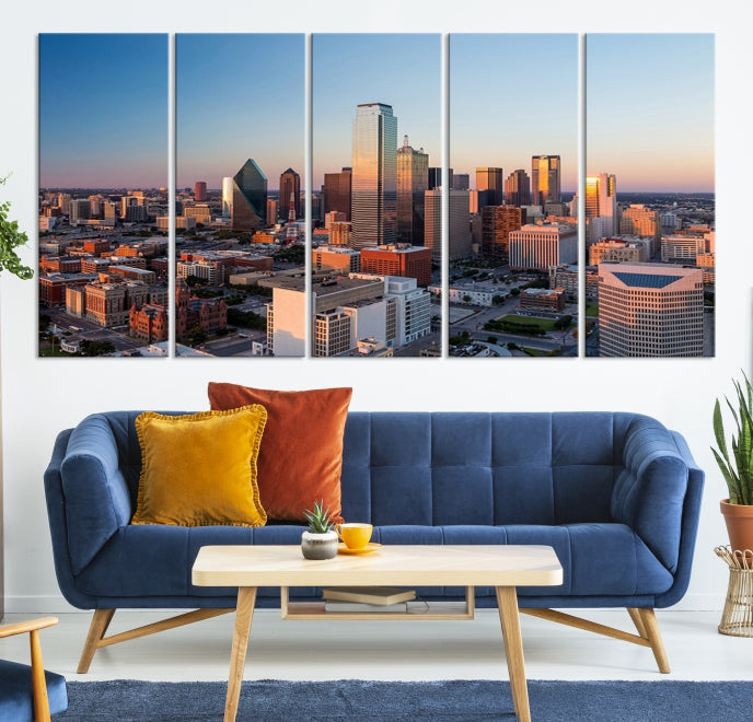 Aerial Picture of Dallas Skyline Cityscape Large Wall Art Canvas Print