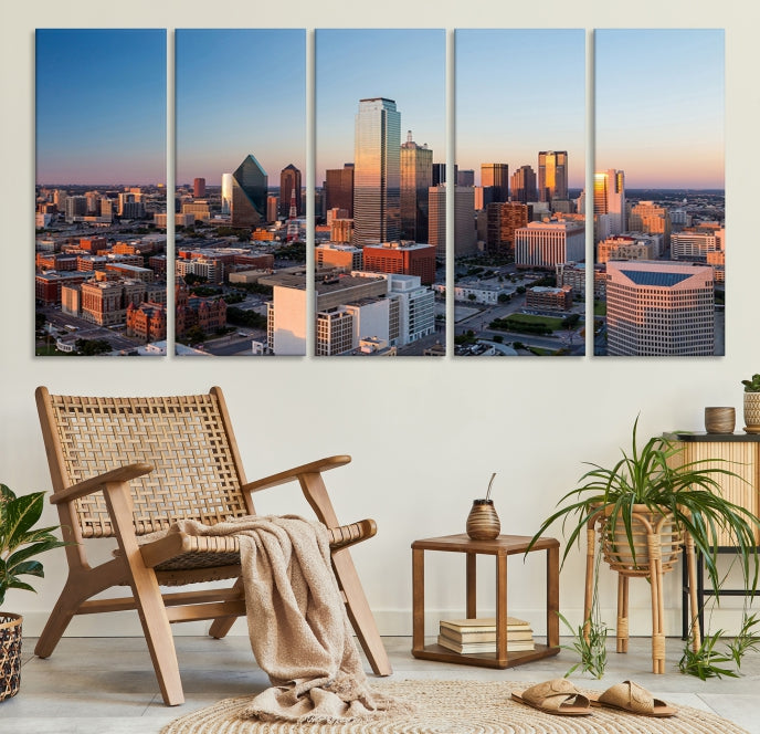 Aerial Picture of Dallas Skyline Cityscape Large Wall Art Canvas Print