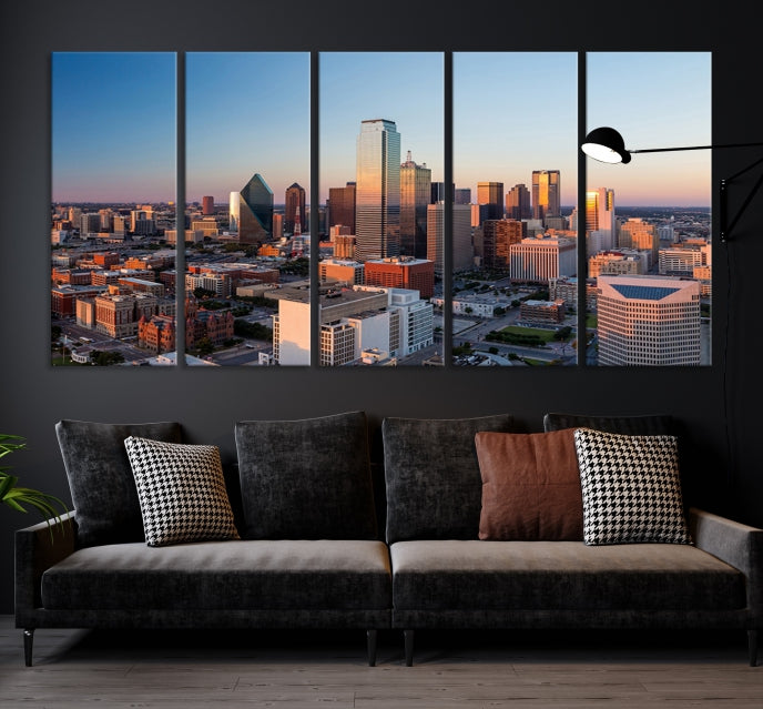 Aerial Picture of Dallas Skyline Cityscape Large Wall Art Canvas Print