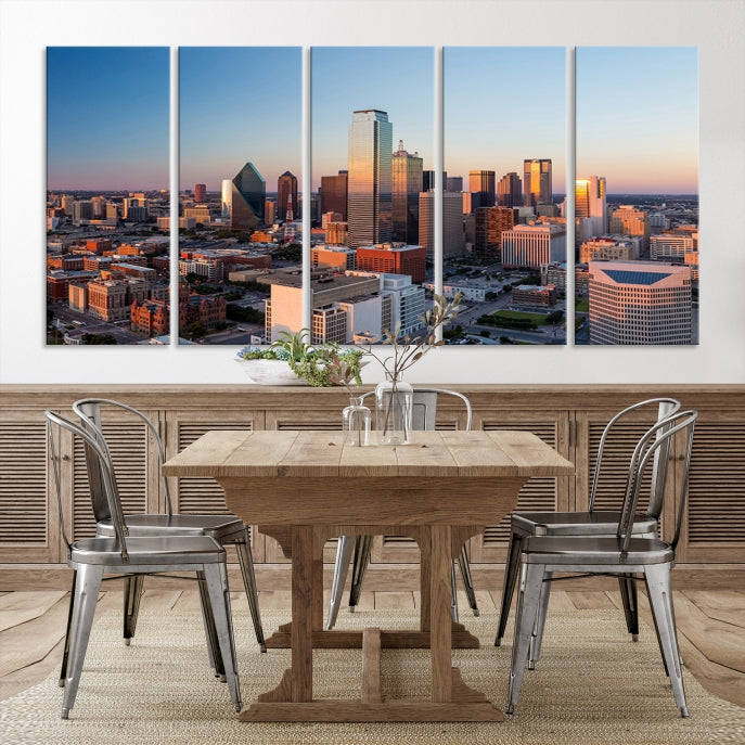 Aerial Picture of Dallas Skyline Cityscape Large Wall Art Canvas Print