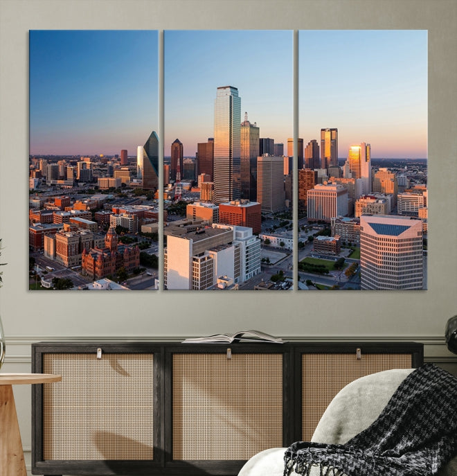 Aerial Picture of Dallas Skyline Cityscape Large Wall Art Canvas Print