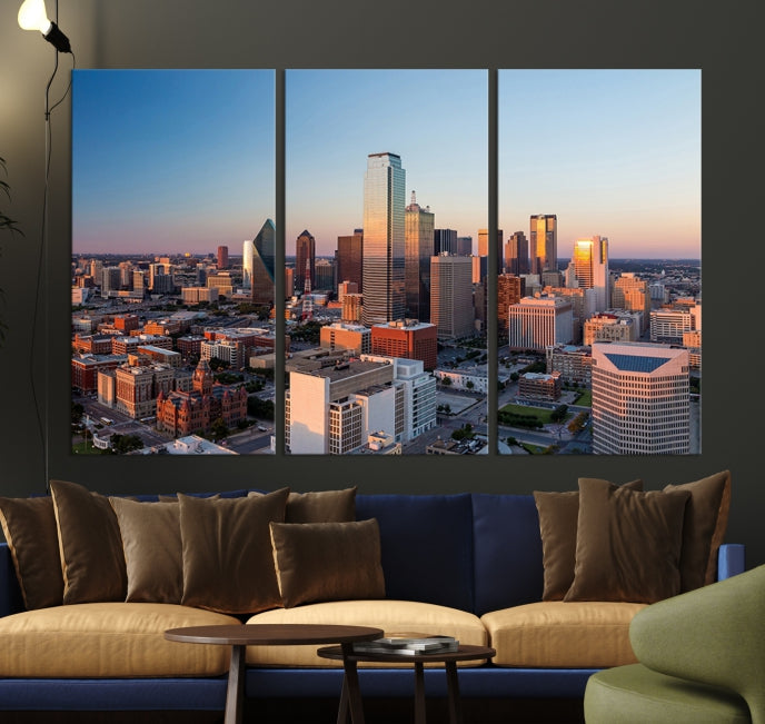 Aerial Picture of Dallas Skyline Cityscape Large Wall Art Canvas Print