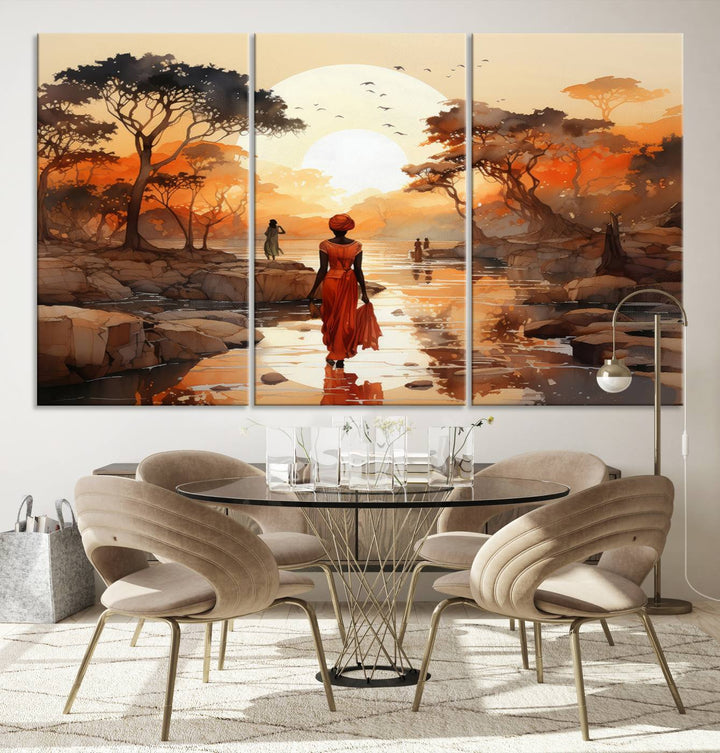 African Journey Wall Art Canvas Print, African Women Painting Wall Art Print