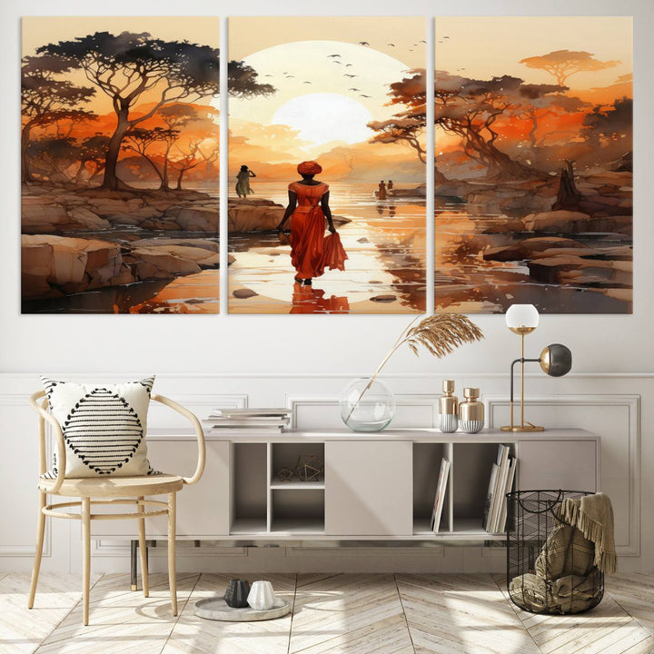 African Journey Wall Art Canvas Print, African Women Painting Wall Art Print