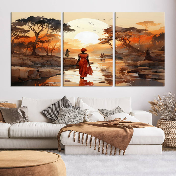 African Journey Wall Art Canvas Print, African Women Painting Wall Art Print