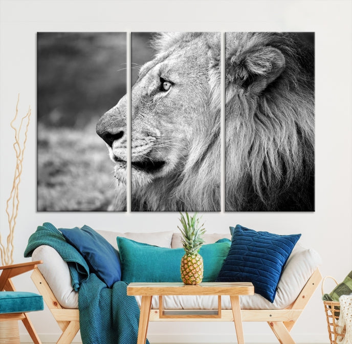 African Lion Poster Print on Canvas Extra Large Wall Art Ready to Hang