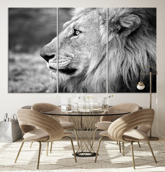 African Lion Poster Print on Canvas Extra Large Wall Art Ready to Hang