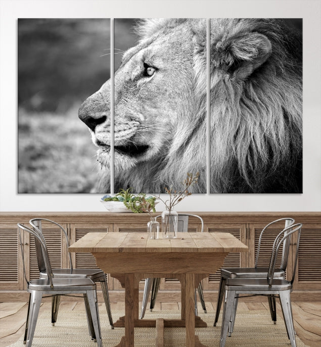 African Lion Poster Print on Canvas Extra Large Wall Art Ready to Hang