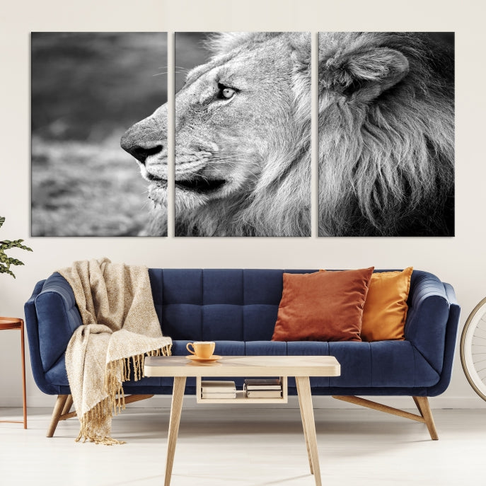 African Lion Poster Print on Canvas Extra Large Wall Art Ready to Hang